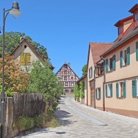 Mühlgasse in Ammerndorf, Blickrichtung Marktplatz und Gasthaus Sonne